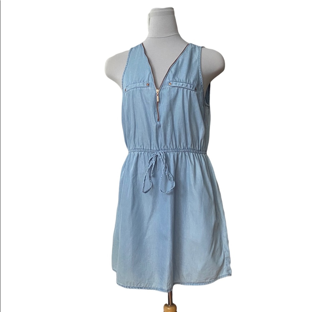 Guess Chambray Zipper Front Dress